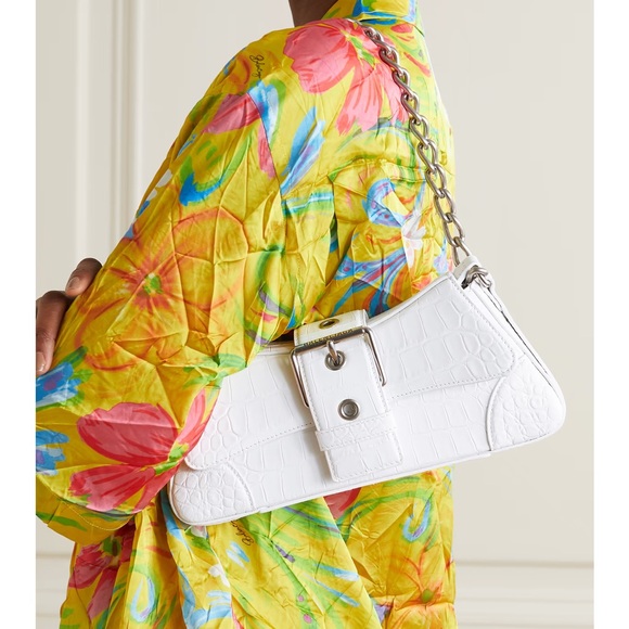 Authentic White Balenciaga Lindsay Croc Embossed Shoulder Bag - Picture 6 of 13